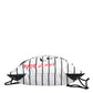 Dolce & Gabbana Black White Striped Polyester Drawstring Bag