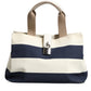 Dolce & Gabbana White Navy Striped Canvas Top Handle Tote Tote Bag