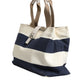 Dolce & Gabbana White Navy Striped Canvas Top Handle Tote Tote Bag