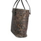 Dolce & Gabbana Brown Black Calfskin Leopard Print Shoulder Tote Bag
