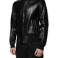Dolce & Gabbana Black Leather Full Zip Biker Blouson Jacket