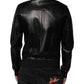 Dolce & Gabbana Black Leather Full Zip Biker Blouson Jacket