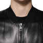 Dolce & Gabbana Black Leather Full Zip Biker Blouson Jacket