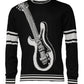 Dolce & Gabbana Black White Guitar Silk Crew Neck Sweater