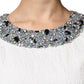 Dolce & Gabbana White Crystal Embellished Jacquard Brocade Mini Dress