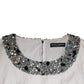 Dolce & Gabbana White Crystal Embellished Jacquard Brocade Mini Dress
