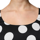 Dolce & Gabbana Black White Silk Polka Dots Sheath Midi Dress