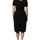 Emporio Armani Black Viscose Short Sleeves Sheath Midi Dress