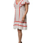 Twinset White Viscose Ruffle Sleeves A-line Pleated Mini Dress