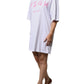 MSGM White Logo Print Cotton T-shirt Short Sleeves Mini Dress