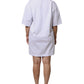 MSGM White Logo Print Cotton T-shirt Short Sleeves Mini Dress