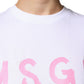 MSGM White Logo Print Cotton T-shirt Short Sleeves Mini Dress