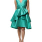Alberta Ferretti Green Satin Polyester Sleeveless V-neck Layered Dress
