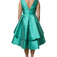 Alberta Ferretti Green Satin Polyester Sleeveless V-neck Layered Dress