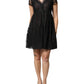 Blugirl Black Short Sleeves Floral Lace Trim A-line Mini Dress