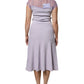 Blumarine Purple Short Sleeves Floral Lace Trim A-line Midi Dress