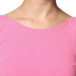 Dondup Pink Viscose Short Sleeves Backless Sheath Mini Dress