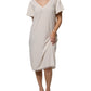 Peserico Off White Short Sleeves V-neck Shift Midi Dress