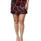 Dolce & Gabbana Black Red Abstract Mid Waist A-line Mini Skirt