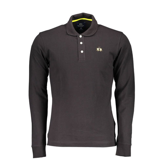 La Martina Black Cotton Men Polo Shirt