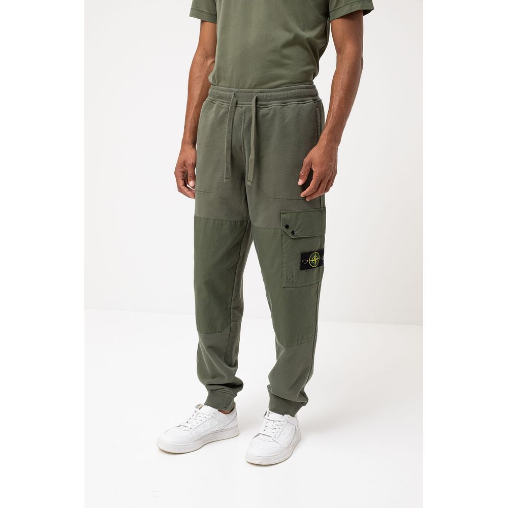 Stone Island Green Cotton Men Tracksuit Trouser