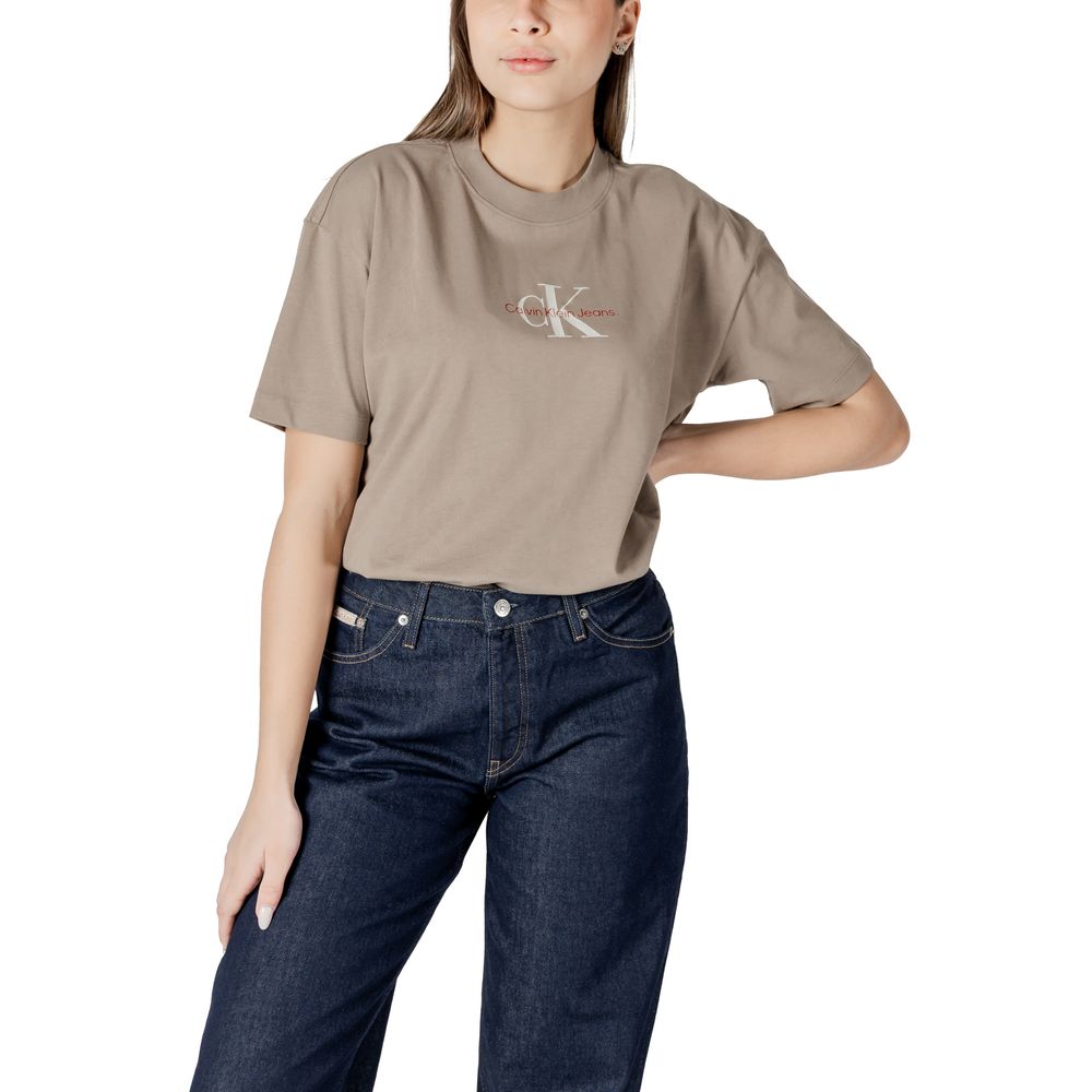 Calvin Klein Jeans Beige Cotton Tops & T-Shirt