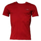 Dolce & Gabbana Red Logo Plaque Cotton Crew Neck T-shirt