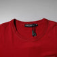 Dolce & Gabbana Red Logo Plaque Cotton Crew Neck T-shirt