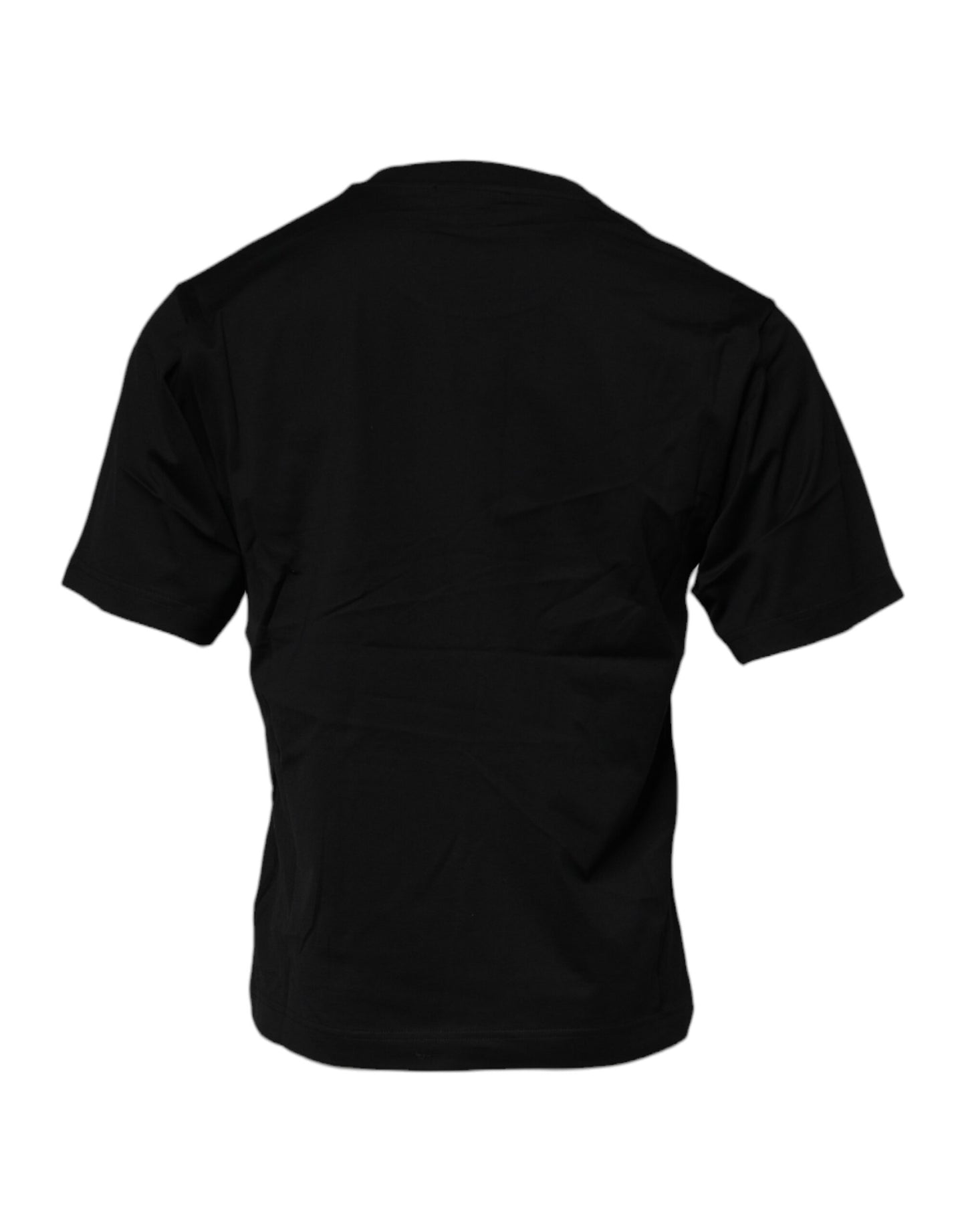 Dolce & Gabbana Black Logo Patch Cotton Crew Neck T-shirt