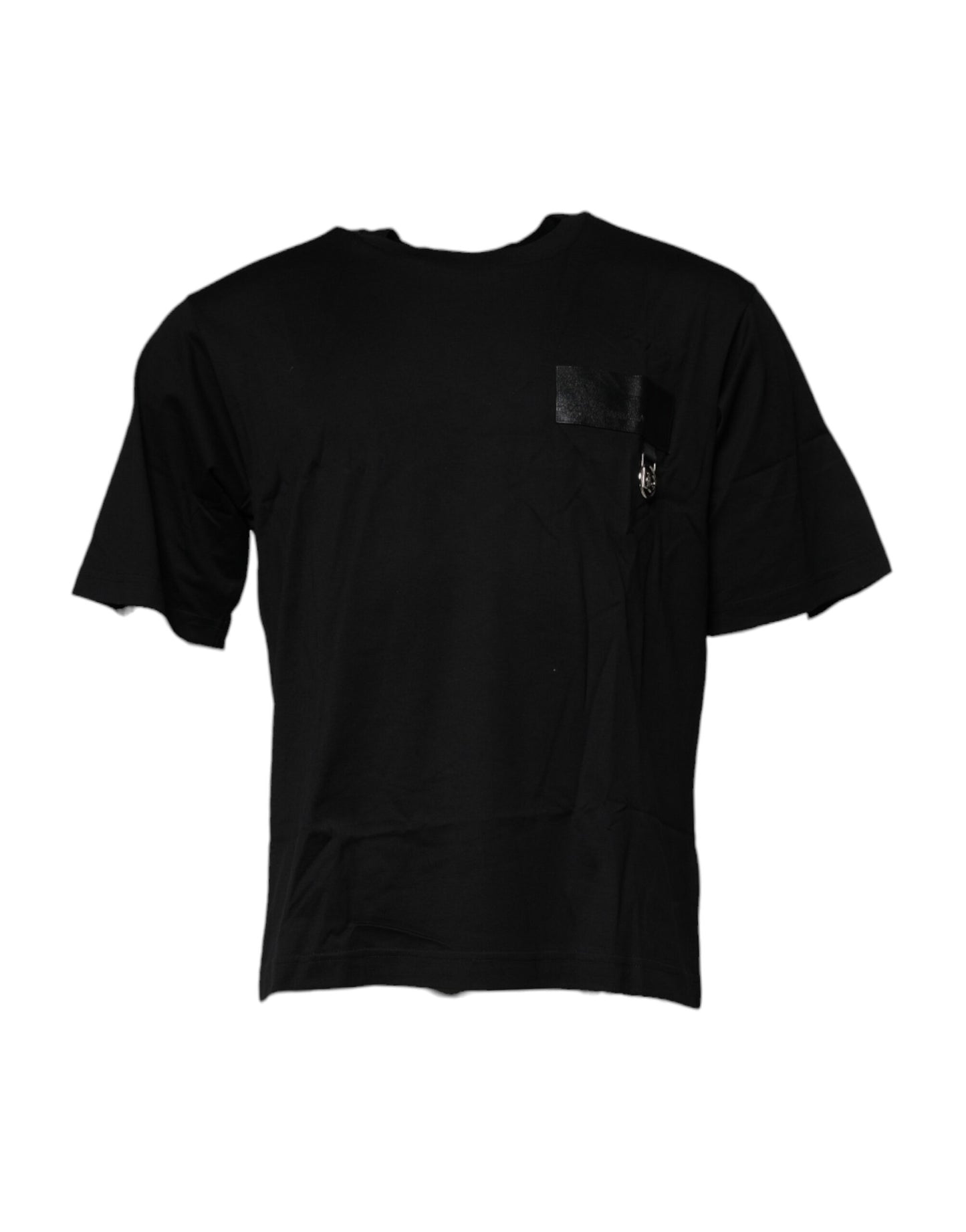 Dolce & Gabbana Black Logo Patch Cotton Crew Neck T-shirt