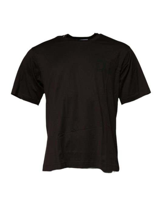 Dolce & Gabbana Dark Brown Logo Cotton Crew Neck T-shirt