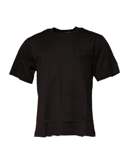 Dolce & Gabbana Dark Brown Logo Cotton Crew Neck T-shirt