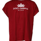 Dolce & Gabbana Red Logo Crown Cotton Crew Neck T-shirt