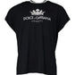 Dolce & Gabbana Dark Blue Logo Crown Cotton Crew Neck T-shirt