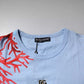Dolce & Gabbana Light Blue Coral Cotton Men Crew Neck T-shirt