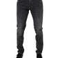 Dolce & Gabbana Dark Gray Washed Cotton Slim Fit Denim Jeans