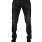 Dolce & Gabbana Black Cotton Stretch Skinny Men Denim Jeans