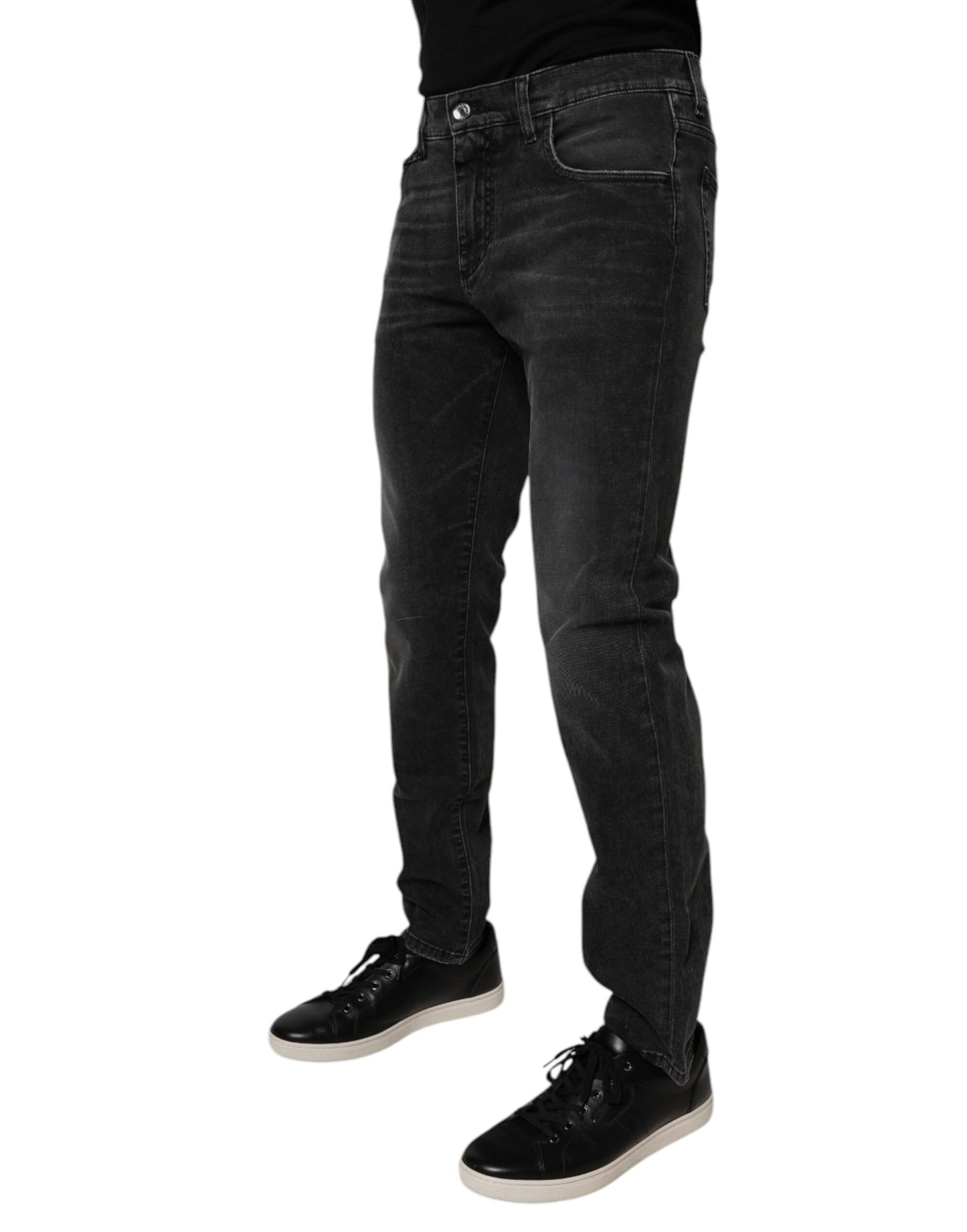 Dolce & Gabbana Black Cotton Stretch Skinny Men Denim Jeans