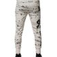 Dolce & Gabbana White Printed Cotton Jogger Sweatpants Pants