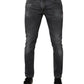 Dolce & Gabbana Dark Gray Washed Cotton Skinny Men Denim Jeans