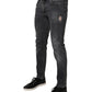 Dolce & Gabbana Dark Gray Washed Cotton Skinny Men Denim Jeans