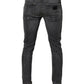Dolce & Gabbana Dark Gray Washed Cotton Skinny Men Denim Jeans