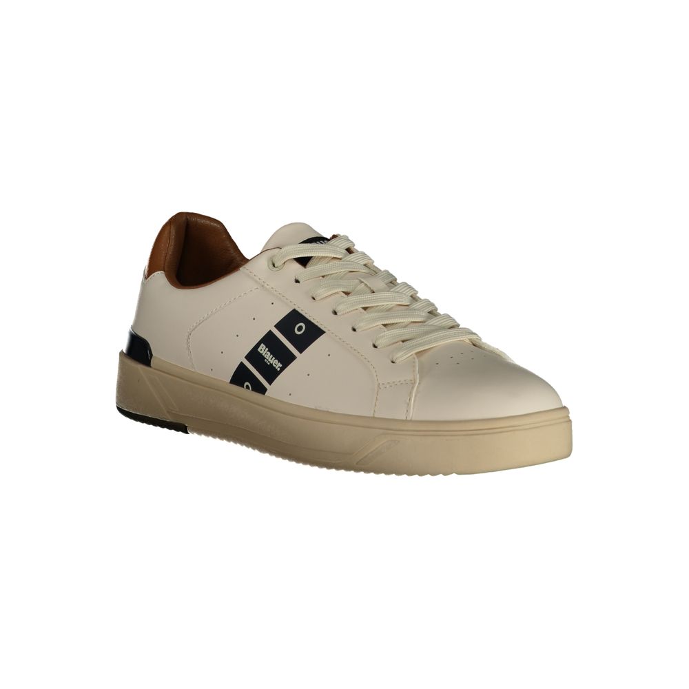 Blauer White Leather Men Sneaker