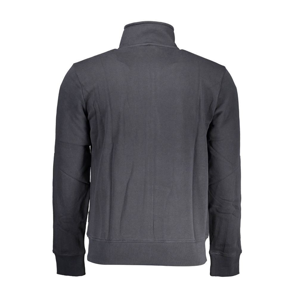 Napapijri Black Cotton Men Sweater with Zip and Pockets