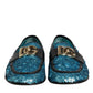Dolce & Gabbana Blue Sequined Loafers Formal Dress Shoes
