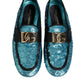 Dolce & Gabbana Blue Sequined Loafers Formal Dress Shoes