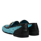 Dolce & Gabbana Blue Sequined Loafers Formal Dress Shoes