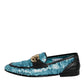 Dolce & Gabbana Blue Sequined Loafers Formal Dress Shoes