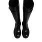 Dolce & Gabbana Black DG Logo Calf Leather High Boots Shoes