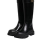 Dolce & Gabbana Black DG Logo Calf Leather High Boots Shoes